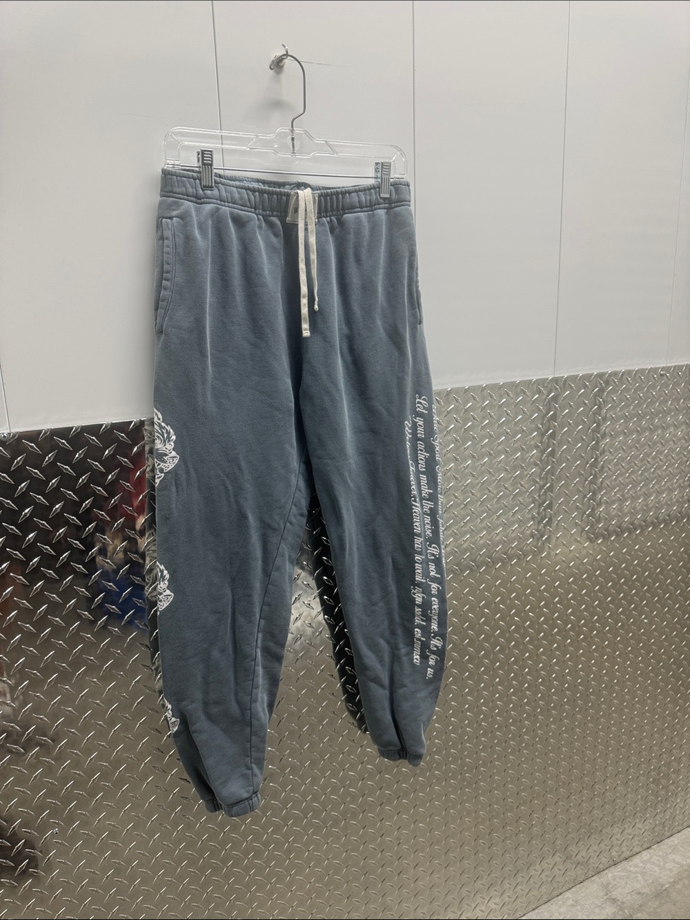 DARC SPORT Gray/Blue Sweatpants with Wolf Design- Medium